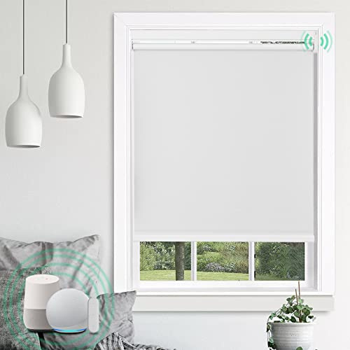 Grandekor Store Occultant Enrouleur Électrique avec Télécommande Isolant Thermique Personnalisable (avec/sans Perçage) pour Fenêtre Maison/Chambre,60 x 200 cm,Blanc
