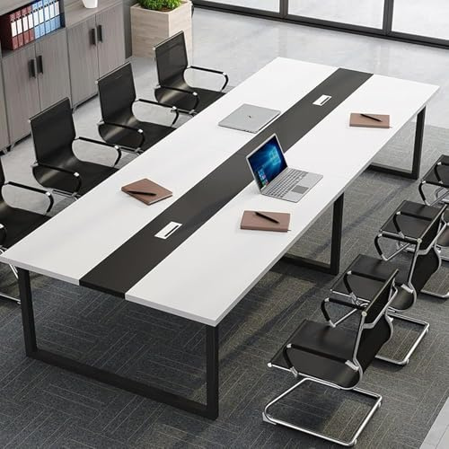 Elegante scrivania per computer e tavolo da toeletta, 240 x 100 x 74 cm, robusta struttura in metallo, ideale per ufficio, sala conferenze e seminari, comodino versatile opzione