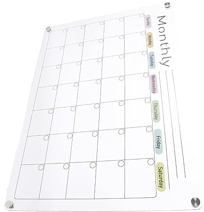GALPADA Magnetic Acrylic Dry Erase Calendar Board for Fridge Whiteboard Planner with Reusable Erasable Surface Kitchen Schedule Organizer for Family Meal Planning and Reminder