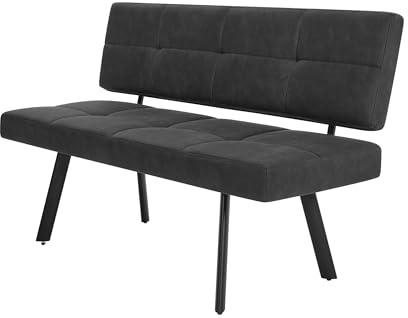Bekrvio PU Leather Esszimmerbank,140cm sitzbank Flur-Moderne sitzbank esszimmer im Industriestil,küchenbank mit stabilen Metallbeinen,10cm Dicke polsterbank, essbank mit rückenlehne Küche/Flur