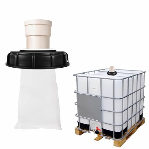 Befun IBC Filter Deckelfilter, 165mm 180° IBC Tank Deckel mit Nylon Filter | Hocheffiziente Filtration, All-in-One Gebrauchsset, Wasserfilter für Regenwassertank Tonnenfass IBC Container