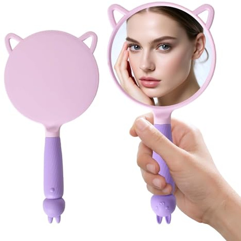 Alyxen Miroir à Main avec Poignée et Trou de Suspension, Miroirs Portable Professionnel, Miroirr Maquillage avec Poignée, Miroirs à Main Polyvalent, Miroirrs Coiffeur pour Beauté Salon (Violet)