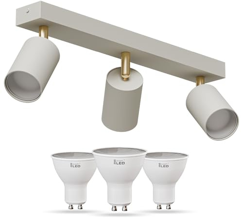 SMART LED Deckenstrahler Schwenkbar 2 Flammig Deckenleuchte GU10, Wandstrahler Kaschmir Spotlight Lampe Deckenlampe für Wohnzimmer Schlafzimmer Flur (3xGU10 Gerade + Leuchtmittel)