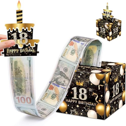 Hiacinto Geldgeschenk 18. Geburtstag Junge - DIY Überraschungsbox | 18. Geburtstag Spardose für Bargeld Geschenk Ziehen, Geschenkbox zum 18. Mädchen Junge