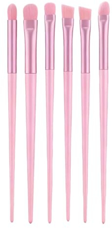 Makeupborstset – 6 delar, professionell grund, ögonskugga och blandning sminkborste skönhetsverktyg med syntetiska borst för pulverkräm blandning kvinnor hemmakontor fest