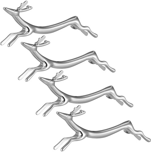 OHPHCALL Poggia Posate da Tavola Supporto Stabile Set 4 in Lega Argento a Forma di Cerbiatto Decorazione per Bacchette e Forchette la Casa