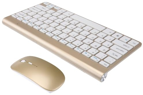 Artibetter 2.4g Ultra-thin Plastic Mini Keyboard Wireless Keyboard and Mouse Combo with Sleek Look for Computer and Tablet for Office and Outdoor Use