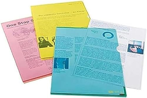 Oxford Akten-Hüllen A4, glasklar, pvc, oben und seitlich offen, blau, 25 Stück