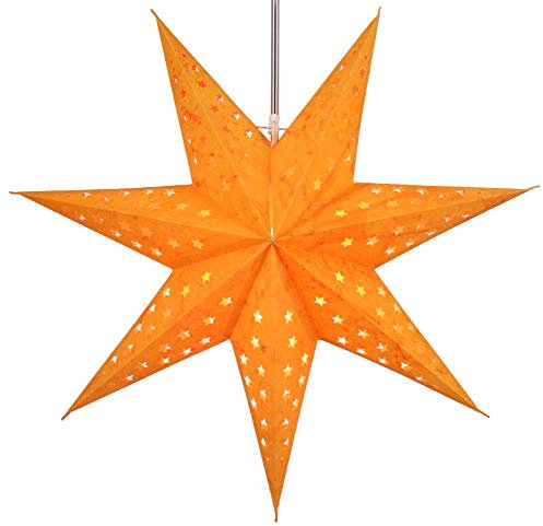 Guru-Shop Estrella de Papel Iluminada de Adviento Plegable, Poinsettia 60 cm - Naranja Austral, Star Fensterdeko