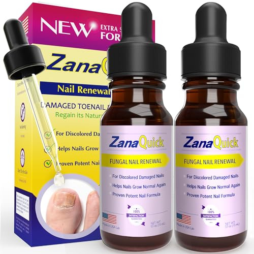 ZanaQuick Extra Strength Toenail & Fingernail Repair Drops - Nail Care Renewal for Thick, Damaged & Discolored Nails - 2 Pack