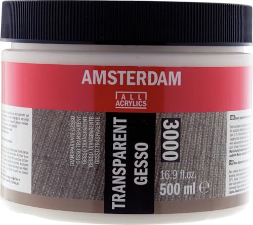Amsterdam - Transparentes Gesso 3000-500 ml - Vielseitiger, saugfähiger Untergrund für Acryl- und Ölfarben - Perfekte Grundierung für Kunstwerke auf Leinwand, Holz, Papier - Mischbar mit Acrylfarben