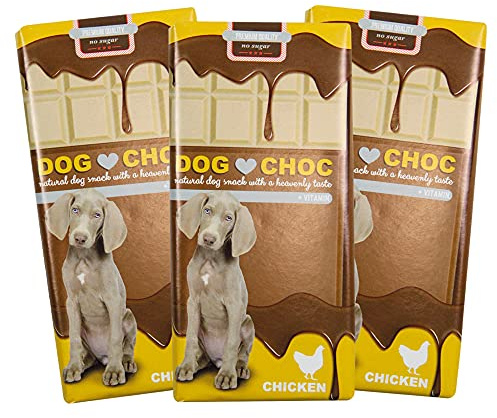 Dog Choc Hundeleckerli - Hundeschokolade mit Huhn - mit speziellen Rezepturen nur für Hunde - 3 x 100g