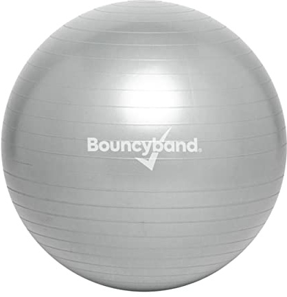 Bouncyband Medium Balance Ball, Silver – Create Flexible Seating to Improve Focus in The School, Office, or Home with This No-Roll – 21.6” (55cm) Ball for People Between 5’-5’6 Tall