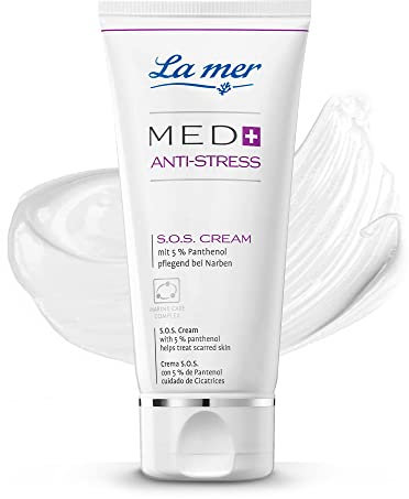 La mer MED+ Anti-Stress S.O.S Cream - Reichhaltige Feuchtigkeitscreme für empfindliche Haut - Beruhigt gereizte und irritierte Haut - Mindert Rötungen - Pflegend bei Narben - Mit 5% Panthenol - 50 ml