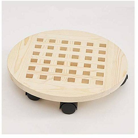MESURE Pflanzenroller Holz Rund,Blumenuntersetzer Für Blumenkübel, Schwerer Rustikaler Pflanzgefäß Aufgehüllt Runder Draußen, Pflanze Dolly Pflanze Topf Stehen Für Tatio, Garten, Hause