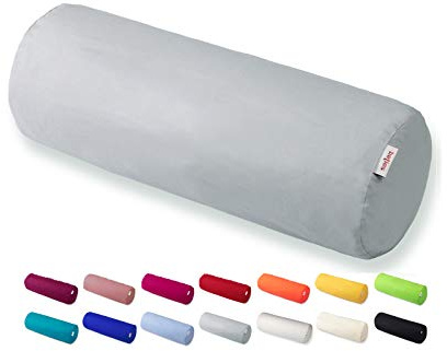 beties Basic XL Nackenrollenbezug ca. 25x70 cm, grau | Kissenhülle, 100% Baumwolle, viele fröhliche Uni-Farben