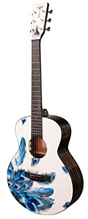 Tyma V-3E MINI Plume - Stahlsaiten reisen-Gitarre mit integriertem Tonabnehmer, Sitka Top, inklusiv Gigbag