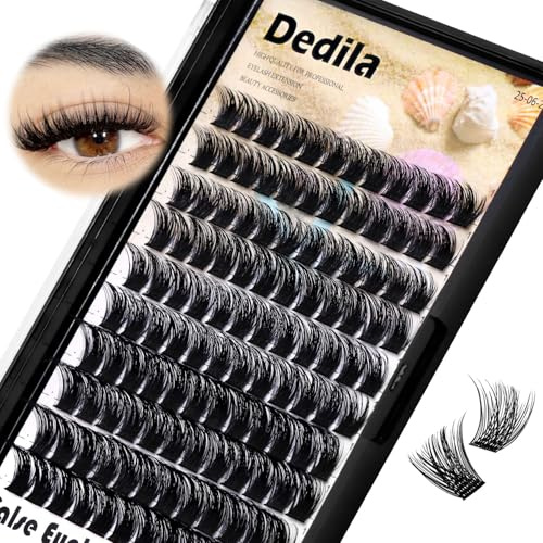 Dedila 120 Pcs Handmade D Curl Makeup Clusters Eye lashes Extensions Mixed 10-12-14-16mm/12-14-16mm/14-16-18mm D Curl Soft and Lightweight Individual false eyelashes Wide Stem (Mixed 12-14-16mm)