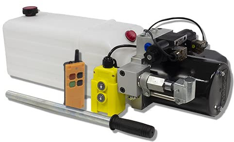 Flowfit 12 V DC Doppelwirkendes hydraulisches Kraftpaket mit 11 l Tank, Handpumpe und kabelloser Fernbedienung ZZ016222