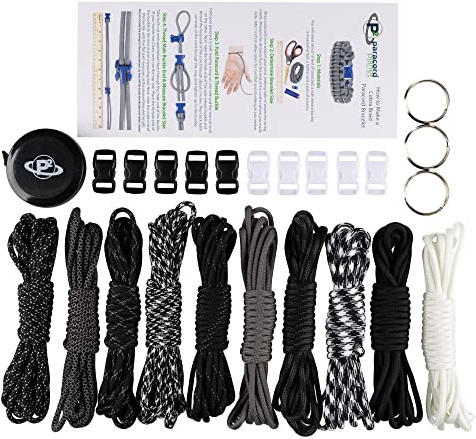 PARACORD PLANET Paracord Planet,550 Type Parachute Cord Bracelet | Black & White DIY Combo Craft Kit