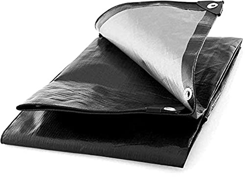 3 x 3 m Black 235 GSM Tarpaulin Waterproof Heavy Duty Tarp Sheet Cover, Groundsheet - Waterproof, Weatherproof, Frost-Resistant, UV Protection, Universal, Multipurpose, Reinforced Eyelets