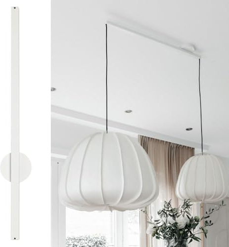 Lightswing® Twin Sistema de Suspensión para 2 Lámparas Colgantes - Blanco Mate - 110 cm - Sistema de Lámpara Ajustable - Fácil de Instalar - Soporte Lámpara Techo - Lámpara de Techo