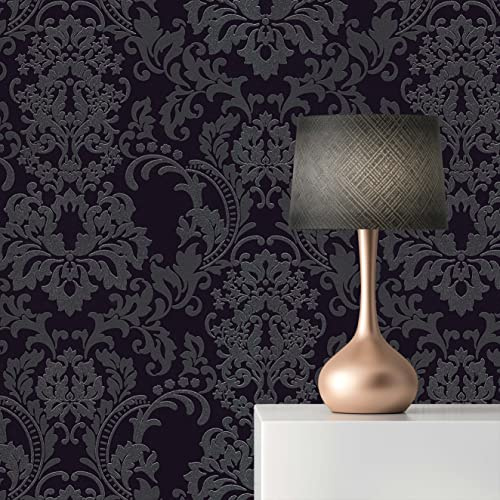 TADESSI WTD Nicolo M1-No.169 Papier peint intissé style baroque Noir