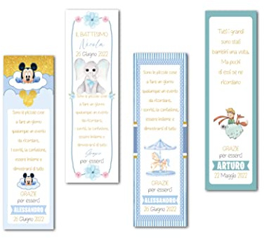 Segna posto per Battesimo personalizzabile per bimbo/a pronto per l'utilizzo stampato su cartoncino 300gr (Battesimo per Bimbo)