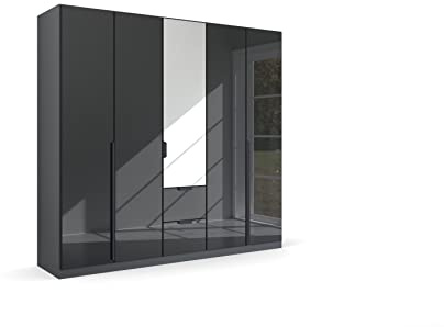 Rauch Möbel Quadra-Spin MODERN, Schrank, Farbe Glas Basalt/Grau metallic, Breite 226 cm