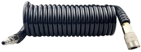 Darnassus Polyurethane Recoil Air Hose, Air Compressor Hose with 1/4 Swivel Fittings, for Industrial, Household, Garage, Station (15 FT, Black)