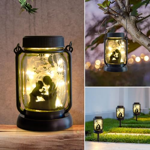 MARCHIORI Mason Jar Solar 3 in 1, Gifts for Mom, Grandma, Women and Everyone, Gardening Gifts, Solar Outdoor Garden Lights, Fence Lights, Path Lights, Decor Lights, Parental Gifts