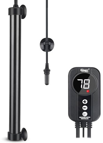 hygger Marine Aquarium Heater 200W,Titanium Heater with Digital LED Controller & Temperature Probe,Submersible Fish Tank Heater with Temperature Calibration,for Saltwater Freshwater Tank 30-40Gallon