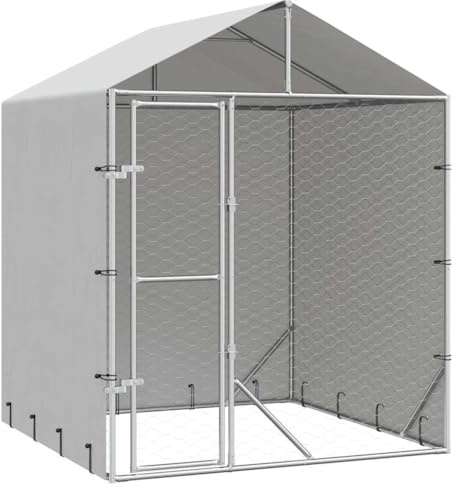 vidaXL Hundgård med tak silver 2x2x2,5 m galvaniserat stål