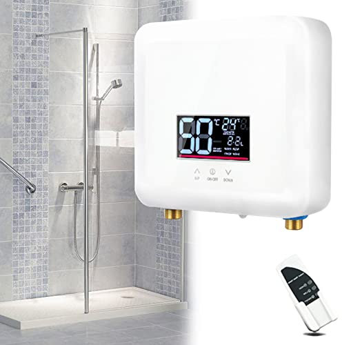 Tankless Water Heater Electric, Digital Display Instant Hot Water Heater for Whole House Shower, On Demand Mini 110V Residiential Sink