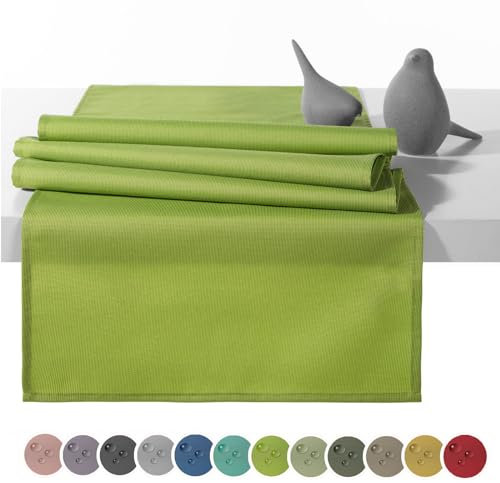 heimtexland Outdoor Tischläufer Garten Tischdecke 45x145 Tischdeko wasserabweisend wetterfest UV-beständig Typ551 Apfelgrün