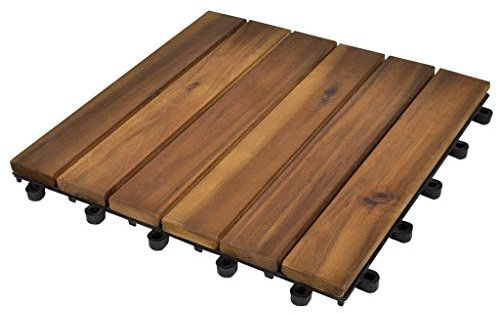 Camerina Terrassenfliesen 20er Set Vertikales Muster 30 x 30 cm Balkonfliesen WPC Terrassendielen Terassenboden AußEn Terrassenfliesen Akazie