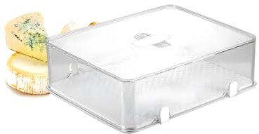 Avilia Contenitore Igienico per Frigorifero per Formaggio, Alimenti e Frutta - Materiale Plastico Speciale, Impilabile, Lavabile in Lavastoviglie, con Fondo Bifunzionale, 28x22x10cm