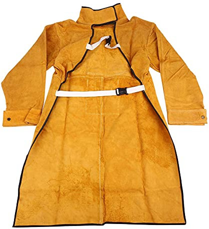 Qoekacy - Delantal de soldadura ignífugo, manga larga, soldador, ropa de protección de piel dividida resistente al fuego, 120 cm