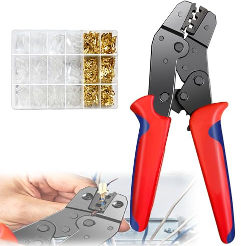 Crimpzange Set für Koaxialkabel, Presszange Zwischen 0,5-6,0mm² Drahtanschluss- Crimpzange AWG22-16, Aderendhülsenzange,Kabelschuhzange,Krimperzange mit Zange 300 stück