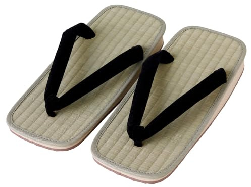 Asayu Japanische traditionelle Igusa Setta-Sandalen - Schwarz - In Japan gefertigte Tatami-Zori, feuchtigkeitsabsorbierend, deodorierend