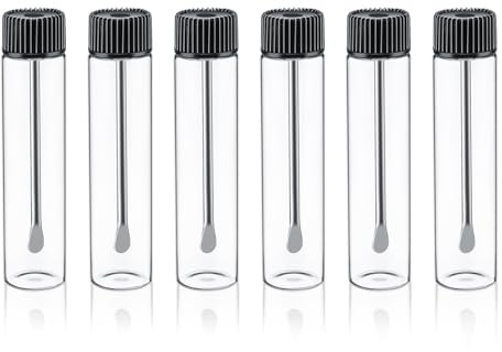 Betinyar 6 Pcs Mini Spice Containers, Portable Glass Jar Spice Dispenser With Spoon, Mini Spice Jars for Travel Camping Picnic