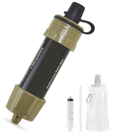 Profitez de l'eau propre n'importe où, paille filtrante compacte pour le camping et la randonnée (vert armée)