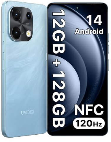 UMIDIGI Note 100 Mobile Phones, (2025) Android 14 Phone, 12(6+6) GB +128GB/1TB Smart Phone, 6.8+ 120Hz, 50MP Camera, 4G Dual SIM Free Unlocked Mobile Phones, 5000mAh, NFC/FaceID/Fingerprint, Blue