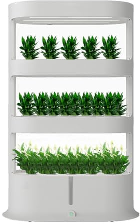 Hydroponic Indoor Herb Garden Kit with Remote Control LED Grow Light Aquaponics System Nursery Pots White