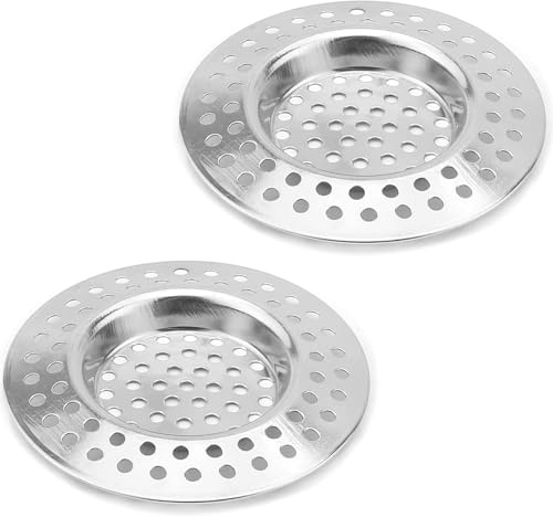 2 Pcs Stainless Steel Sink Strainer, 75mm Standard Sink Drainer Plug Hair Catcher, Anti Clogging Drain Protector, Universal Filter Plug Replacement Strainer Basket, for Kitchen Bathtub Bathroom