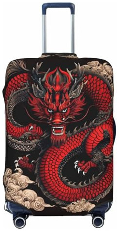 ADAhgu Magischer Drachen-Druck, modische Kofferabdeckung, personalisierter Gepäckschutz für Reisen und Business, Schwarz , M
