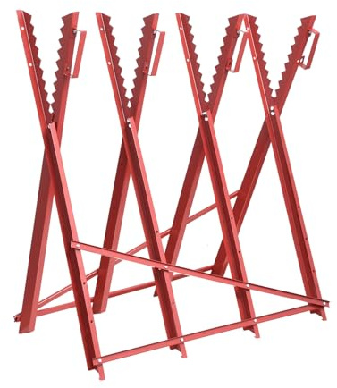 Caballete de madera ajustable de altura ajustable, plegable, 80 x 80 cm, para troncos de hasta 40 cm de diámetro, robusto caballete, con dientes de sujeción, soporte de sierra para leña y trabajos