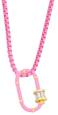 Lock Necklace For Women And Men, Colorful Chain Carabiner Padlock Pendant Sweet Choker Necklace, Women, Men