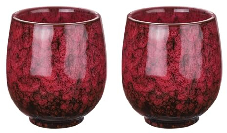 QUARKZMAN 2 Tasses À Thé En Céramique Chinoise 5.41oz Rouge Chaud | Set De Thé Traditionnel Gong Fu Tasse À Thé Japonaise Sans Anse Petite Tasse À Thé, Pour Mate Thé Café Boissons