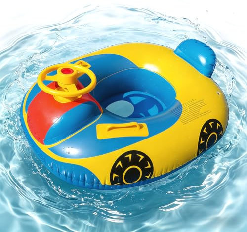 Swimming Float Inflatables, Inflatable Float Swimming Ring with Steering Wheel, Swimmings Floats Inflatable, Swimmings Ring, Water Fun Beach Pool for Summer Party